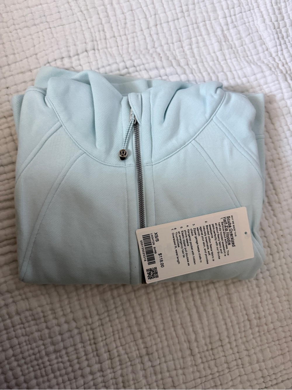 Lululemon Scuba Oversized Half-Zip Hoodie XS/S Sheer Blue NWT
